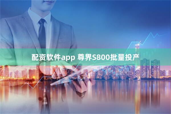 配资软件app 尊界S800批量投产